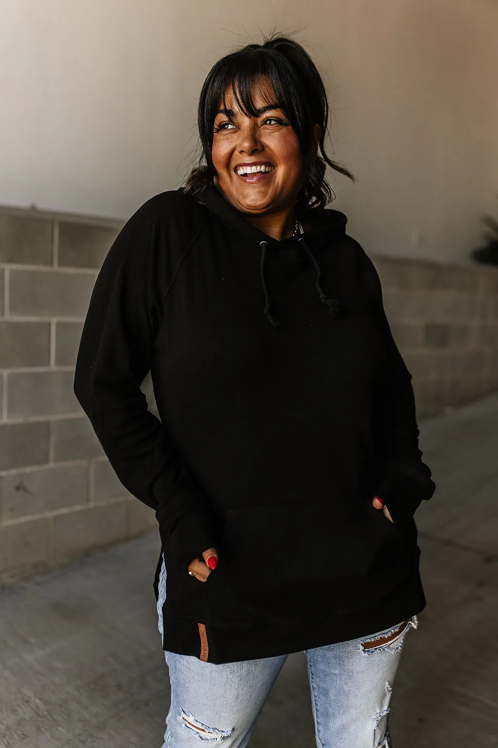 Side Slit Hoodie - Blackout